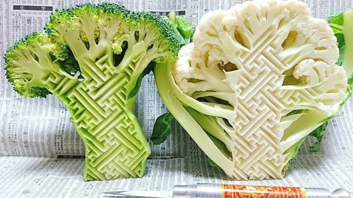 Cocinero japonés hace arte con frutas y verduras. Fuente: (Instagram)