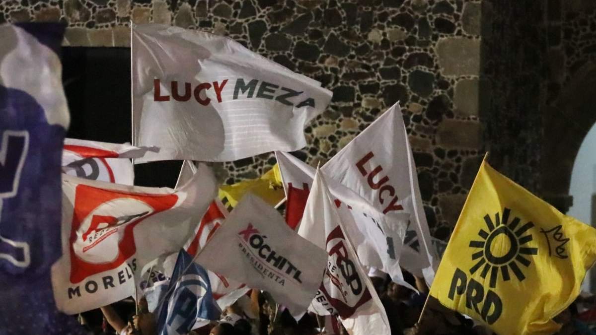Asistentes al mitin de Xochitl Gálvez y Lucy Meza en Morelos