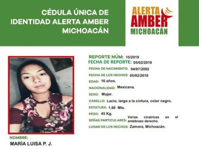 Emiten Alerta Amber por adolescente desaparecida en Zamora, Michoacán