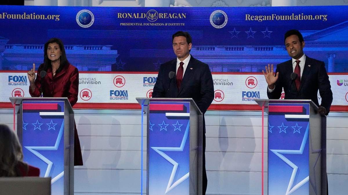 Nikki Haley, Ron DeSantis y Vivek Ramaswamy