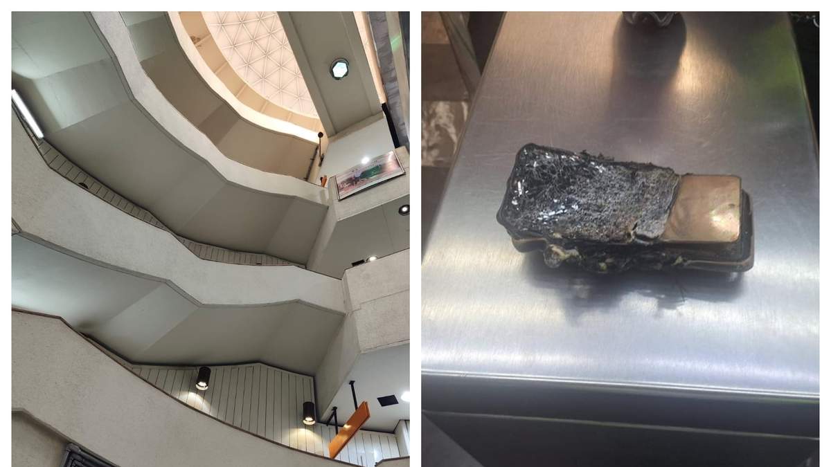 Las escalera de la estación Camarones de la Línea 7 del Metro y el teléfono que habría explotado