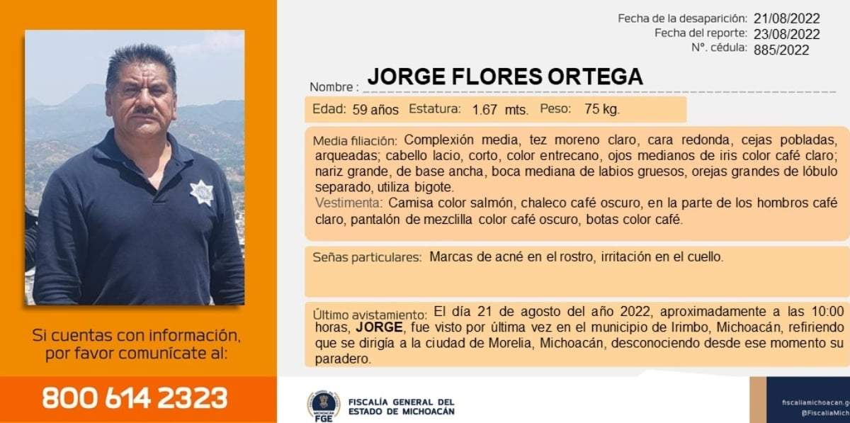 La ficha de búsqueda de Jorge Flores Ortega