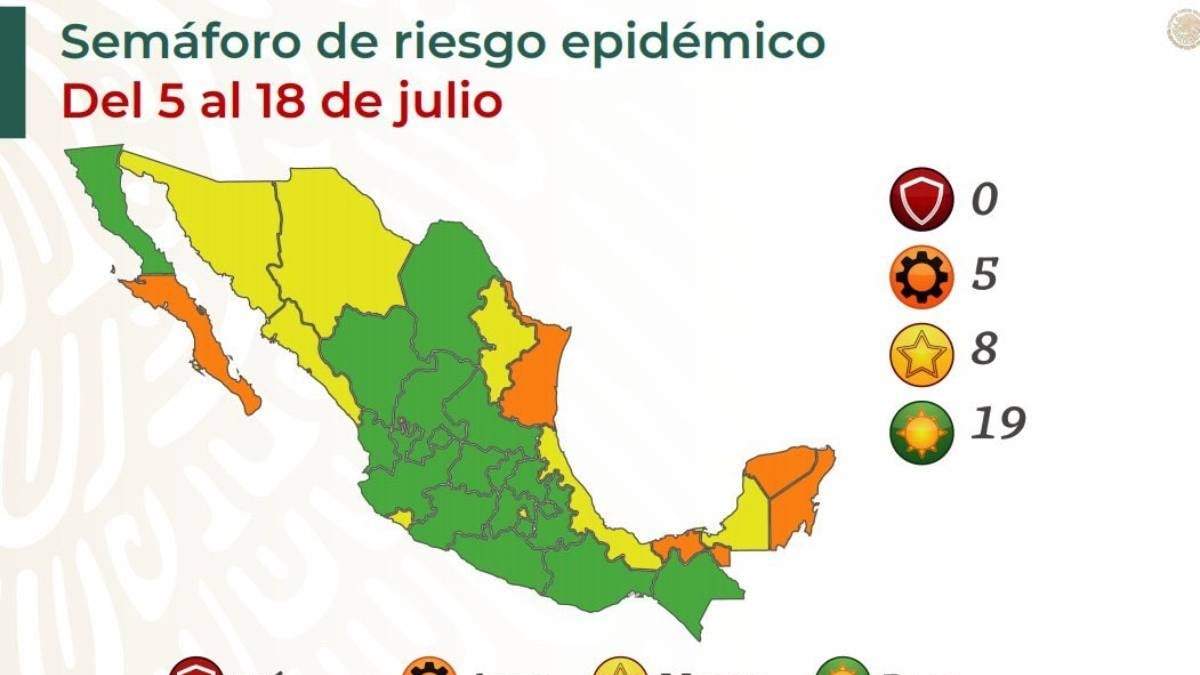 Continúan 19 estados en color verde