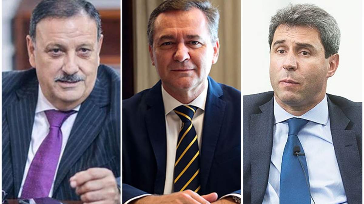 Ricardo Quintela, gobernador de La Rioja; Alberto Hensel, secretario de Minería y Sergio Uñac, mandatario de San Juan. Fuente: (Minuto Neuquén)