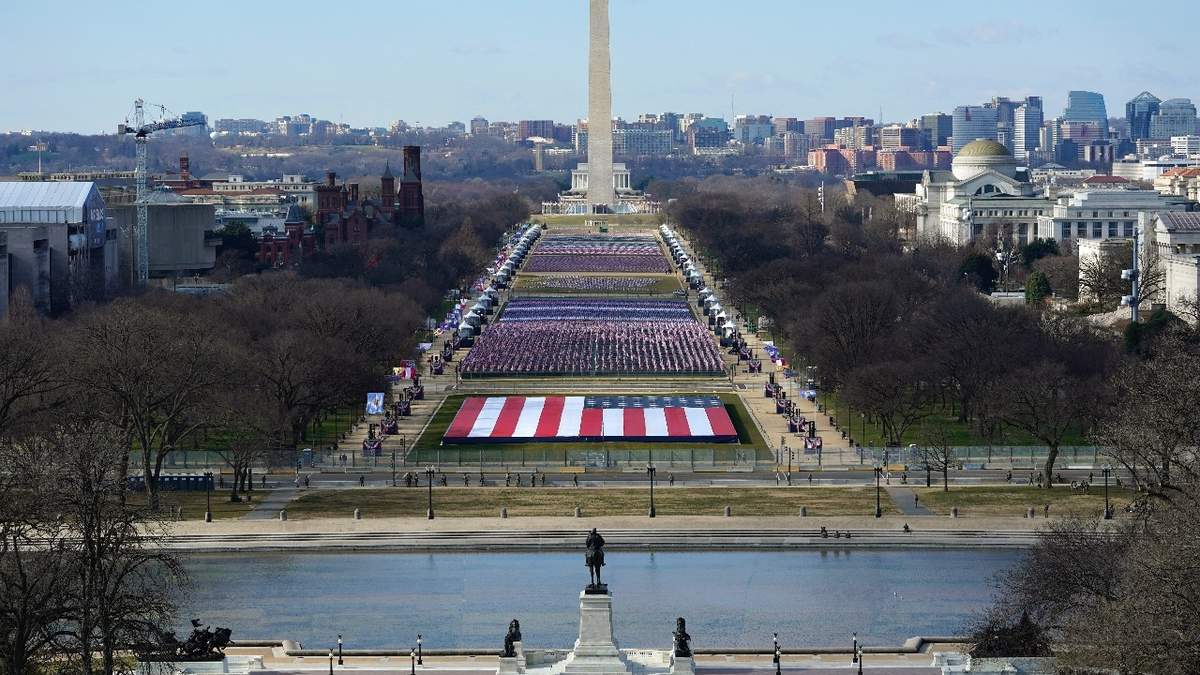 Vista del National Mall en Washington, previo a la inauguración presidencial