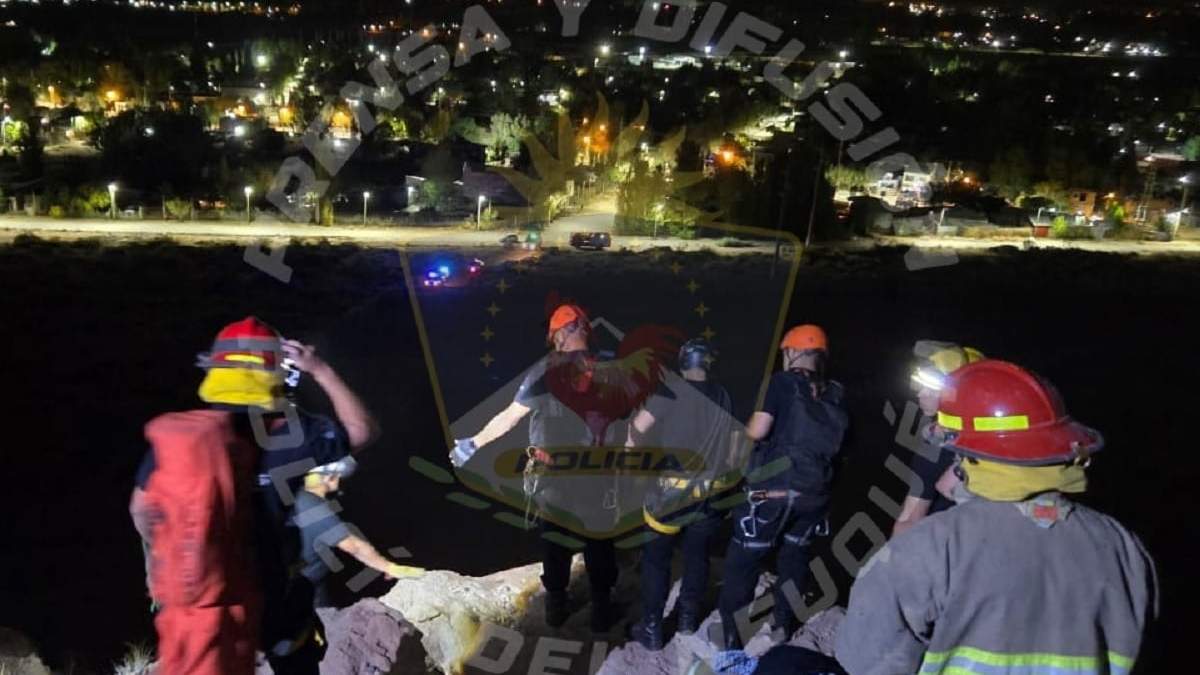 Varias horas de trabajo demandó el rescate del senderista accidentado. Fuente: (Policía de Neuquén)