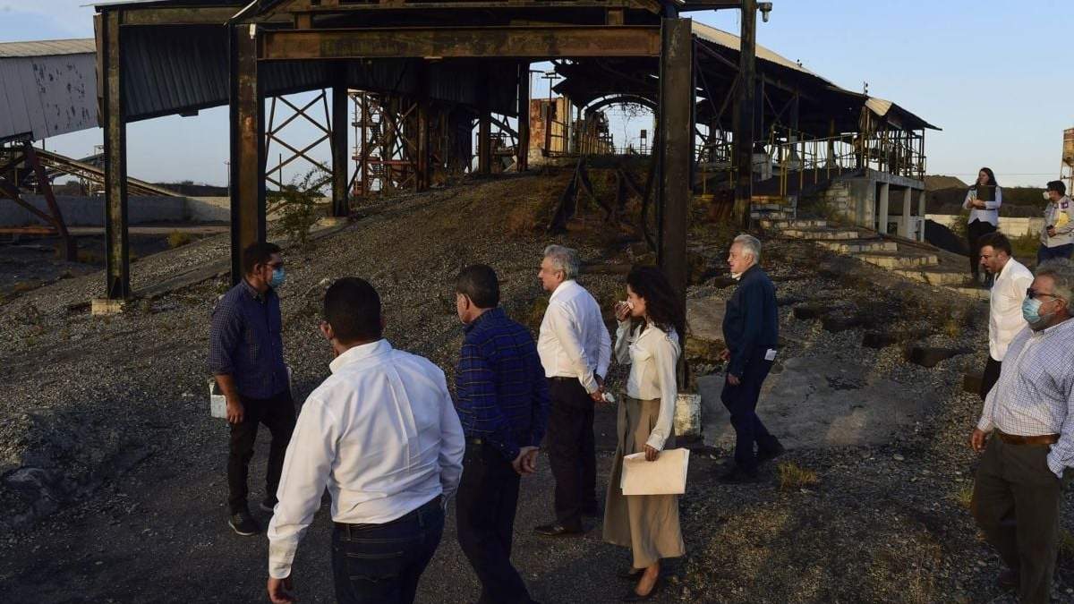 El presidente Andrés Manuel López Obrador en la mina Pasta de Conchos
