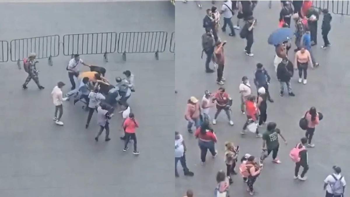 Comerciantes ambulantes arman campal en el Zócalo de la CDMX por espacios para vender