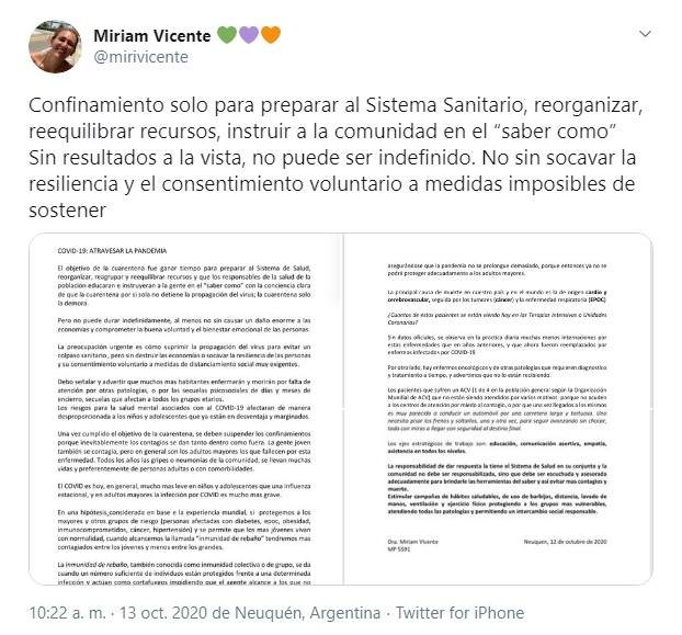 El posteo de Vicente