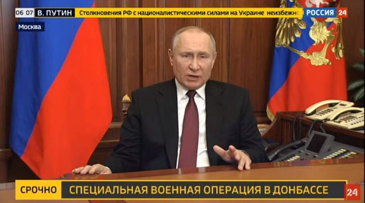Vladimir Putin en su mensaje a la nación