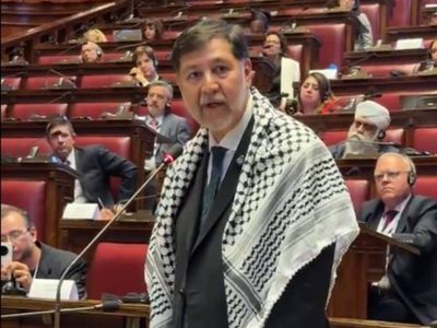 Fernández Noroña acude a parlamento interreligioso en Italia y  pide por la paz en Palestina