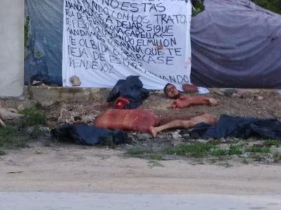 Dejan a un descuartizado y narcomanta con amenazas a alcadesa de Cancún y a Capella