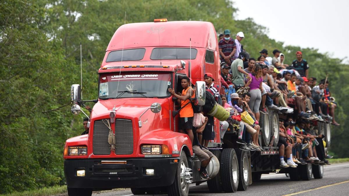 Una caravante migrante en Veracruz