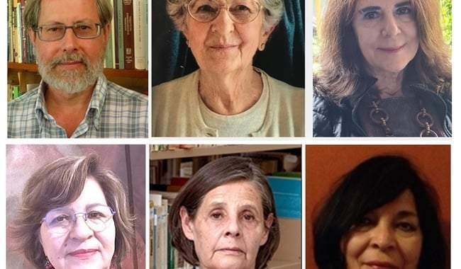 Premiados: Carlos Marichai, Pilar Gonzalbo y Olivia Gall. (arriba); Susana Quintanilla, Oresta López y Belinda Arteaga Castillo (abajo)