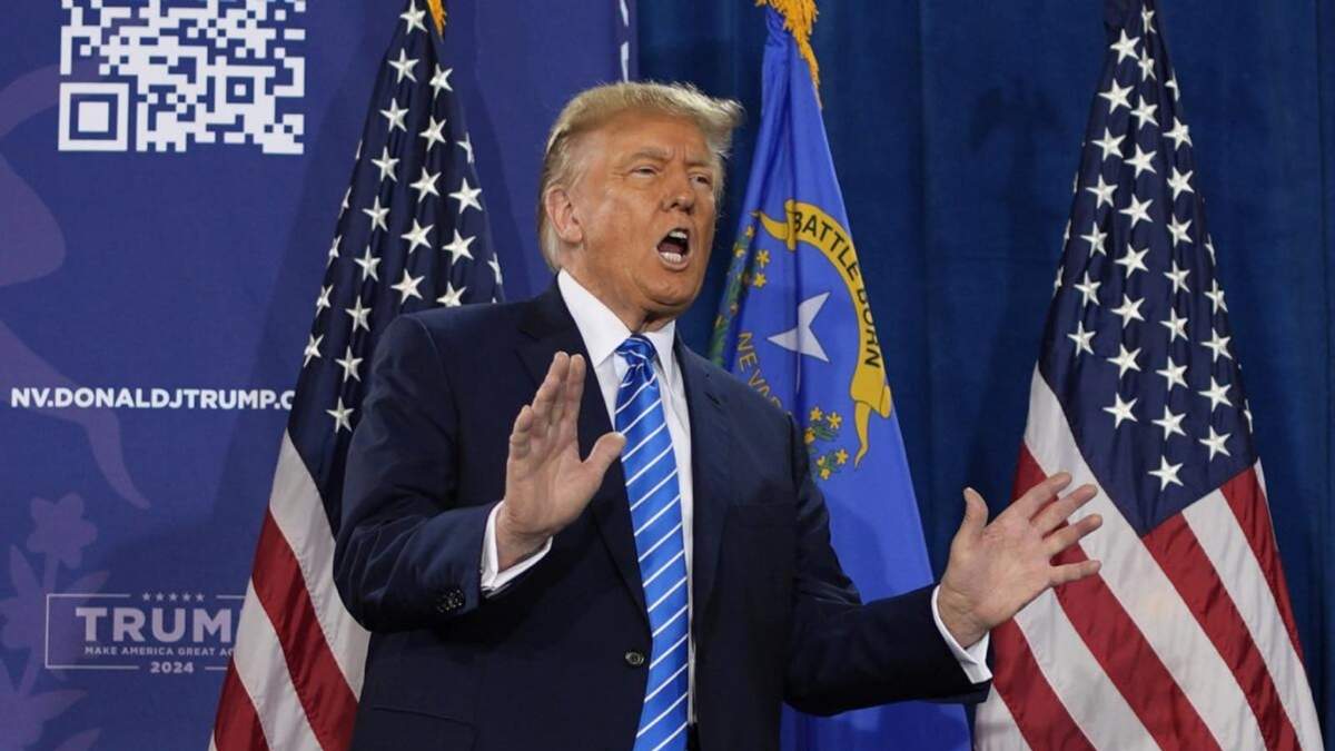 El precandidato presidencial republicano, el expresidente Donald Trump, habla en un acto de campaña el sábado 27 de enero de 2024, en Las Vegas