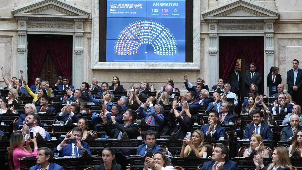 La pantalla con el resultado de la votación en general de la Reforma Laboral. Fuente (X)