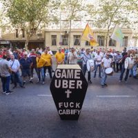 Taxistas europeos protestan contra Uber