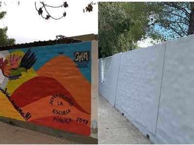 Indignación en Neuquén: destruyeron un histórico mural de Carlos Fuentealba en una escuela