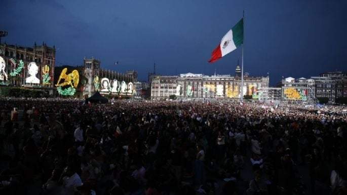 Grito de Independencia en el Zócalo de la Ciudad de México en 2024.