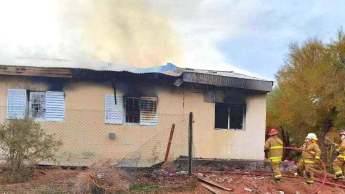 Explosión de la escuela albergue 144. Fuente: (Twitter)