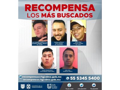 Recompensa de hasta 5 mdp: Gobierno de la CDMX busca a principales generadores de violencia