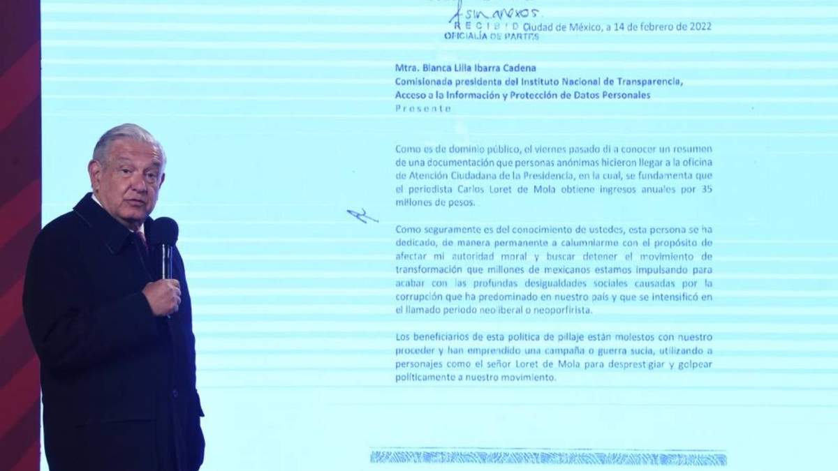 AMLO exhibió la carta que envió al INAI