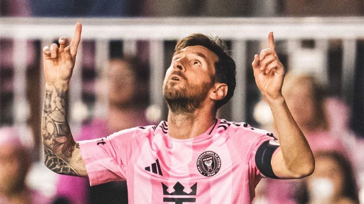 Típico festejo de Leo Messi