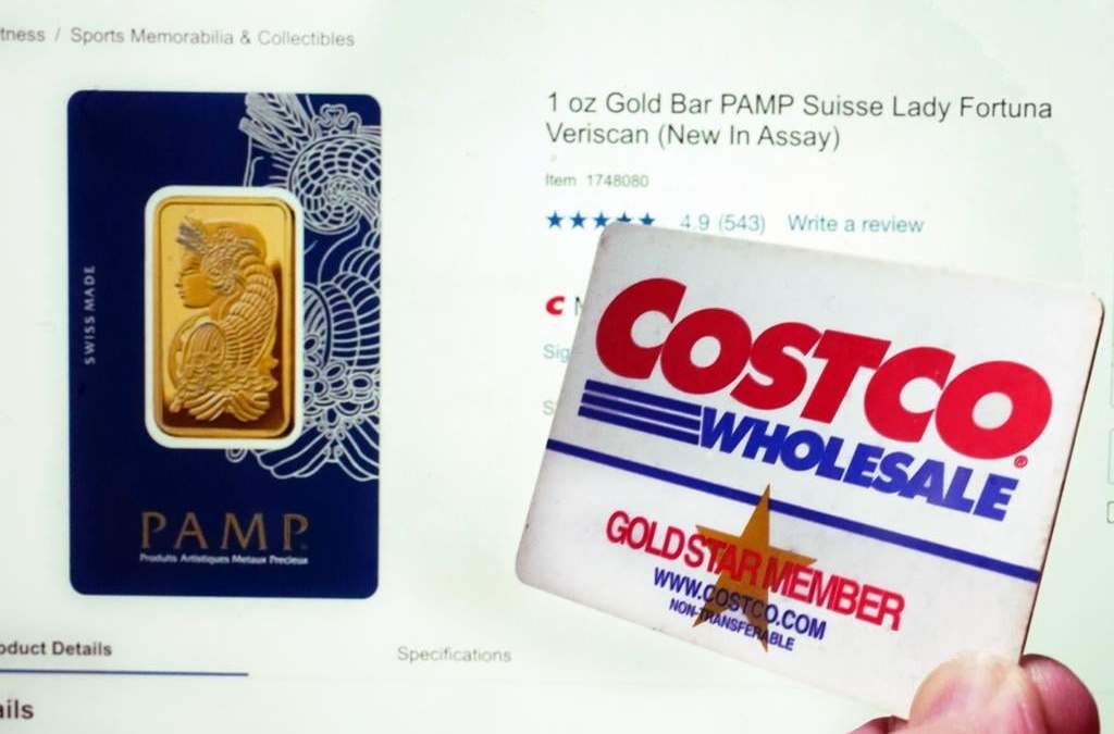 Una página web de Costco ofrece a la venta en línea una barra de oro PAMP Suisse Lady Fortuna Veriscan