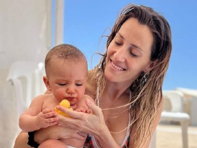 Las increíbles fotos del primer día de playa de Luca, el hijo de Mica Viciconte