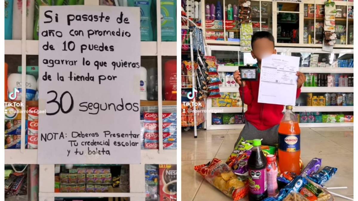 La dinámica y uno de los premiados por la tienda de abarrotes Gael
