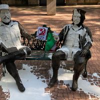 Escultura de Fidel Castro y el "Che" Guevara es vandalizada en la CDMX
