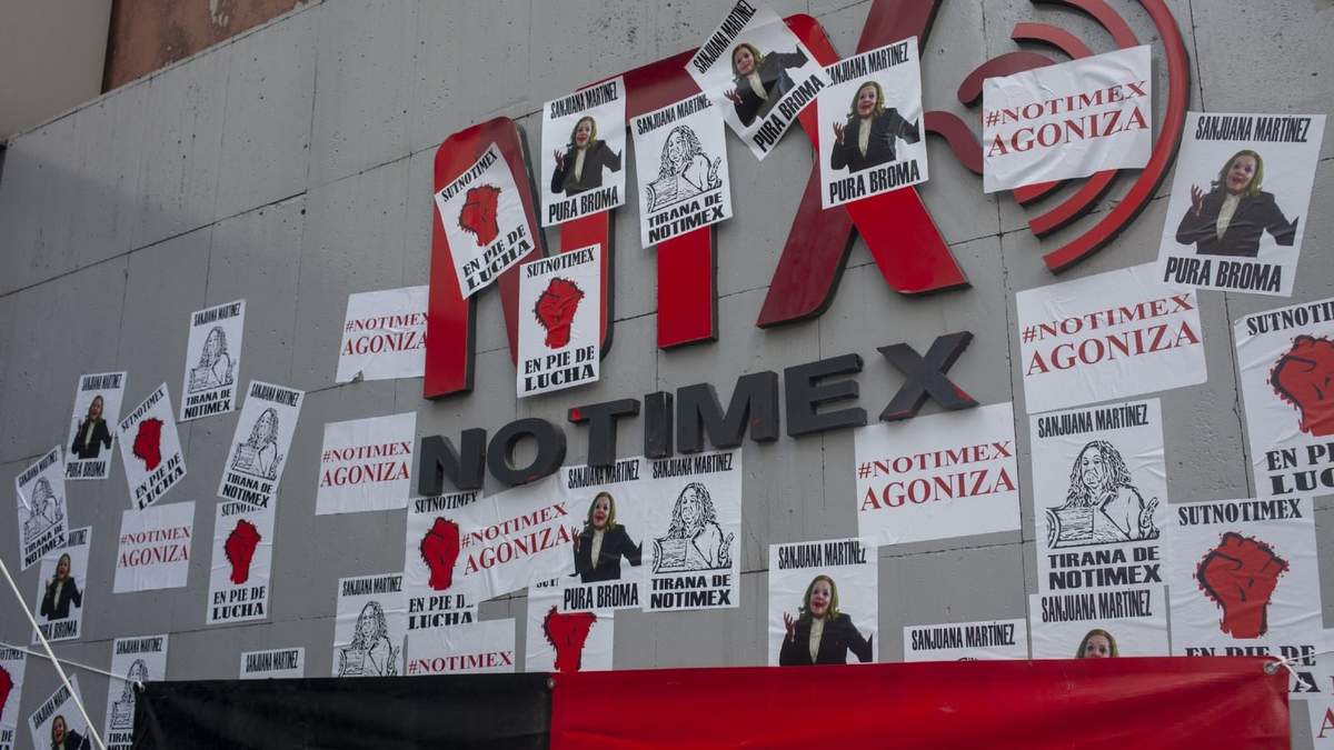 La huelga en Notimex. Foto: Miguel Dimayuga