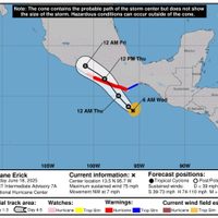 Erick se convierte en huracán y avanza hacia las costas de Oaxaca y Guerrero