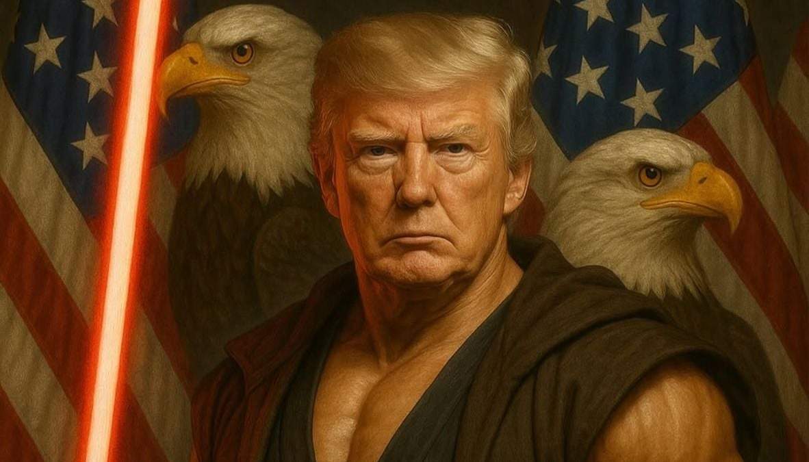 Imagen de Donald Trump como un sith de Star Wars generado por IA y compartido por las cuentas oficiales de la Casa Blanca