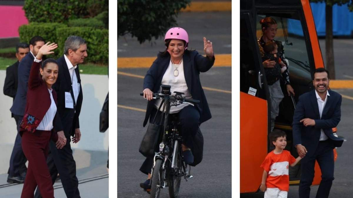 Sheinbaum, Xóchitl y Máynez, a su llegada al INE