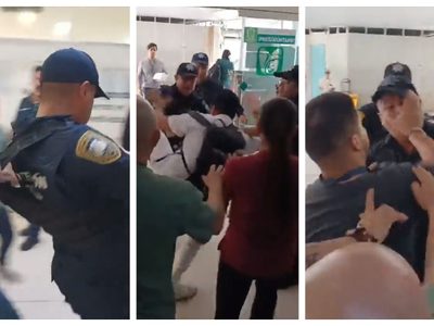 A gritos y patadas, trabajadores del Centro Médico de Occidente corren a guardias (Video)