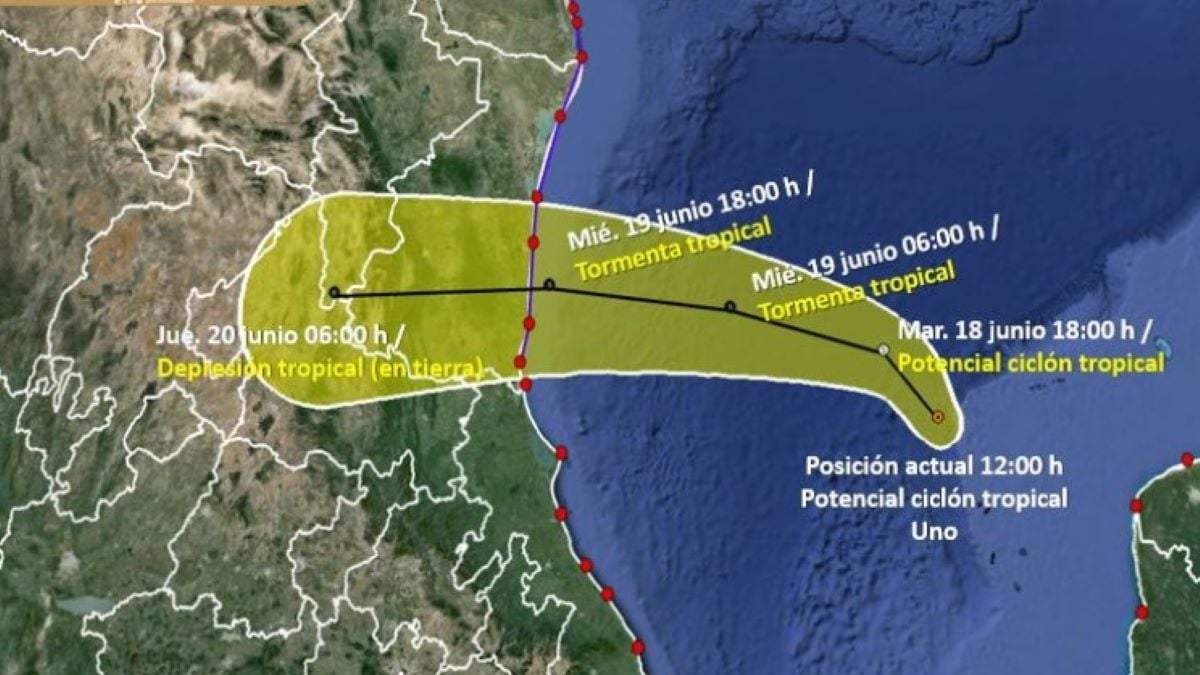 Trayectoria del potencial ciclón tropical Uno
