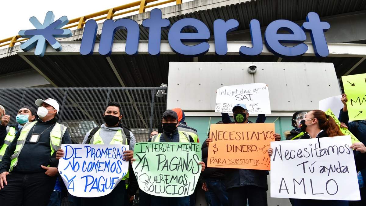 Protesta de trabajadores de Interjet