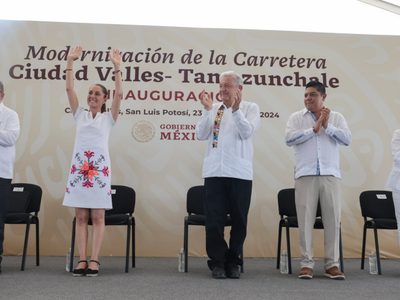 AMLO y Sheinbaum inauguran modernización de carretera Ciudad Valles- Tamazunchale