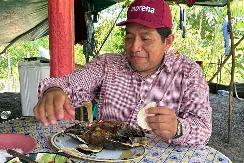 Dirigente de Morena en Tabasco es exhibido comiendo tortuga protegida por ley