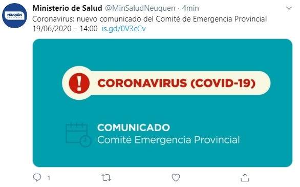 Tuit del Ministerio de Salud