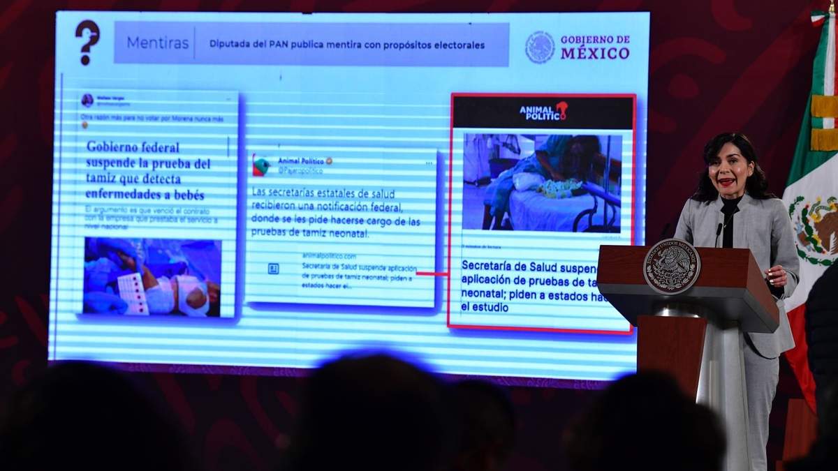 García Vilchis en la conferencia en Palacio Nacional