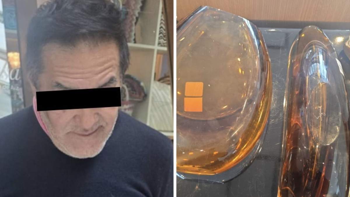 El sujeto detenido y las esculturas aseguradas