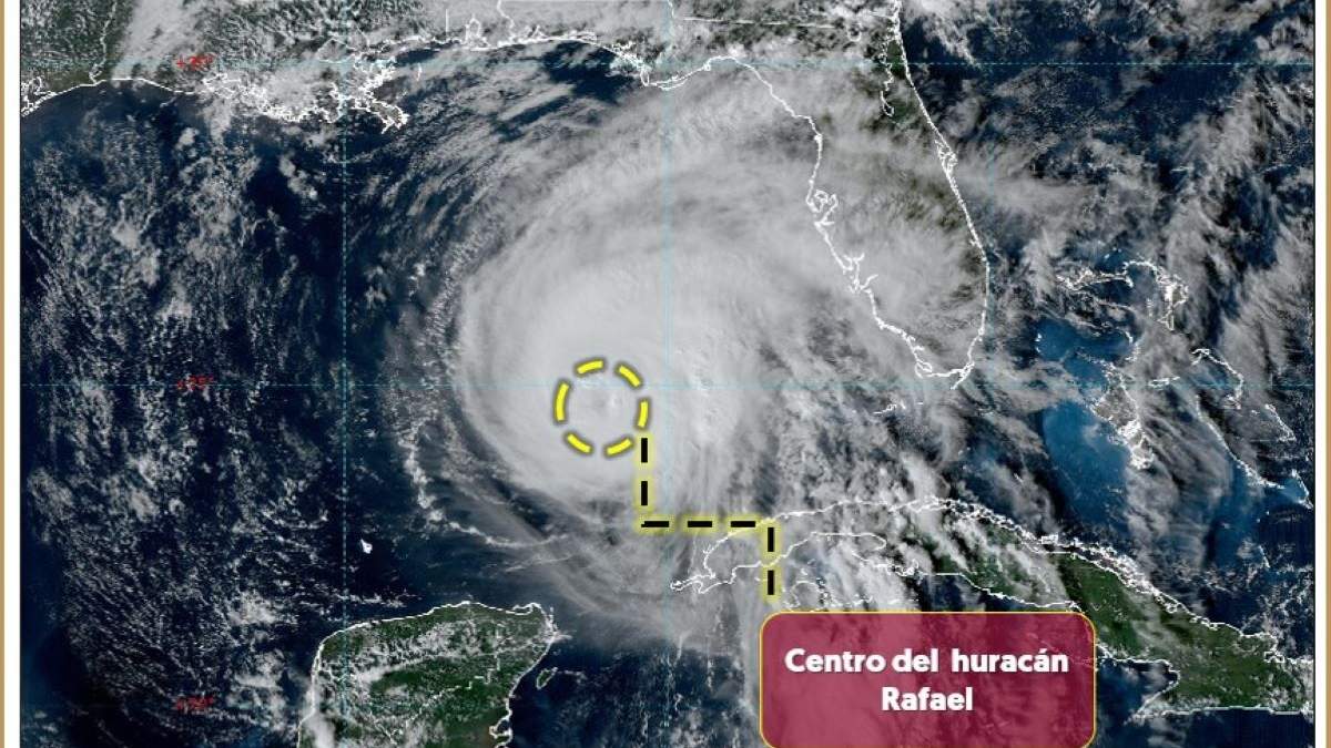 Vista satelital del huracán Rafael