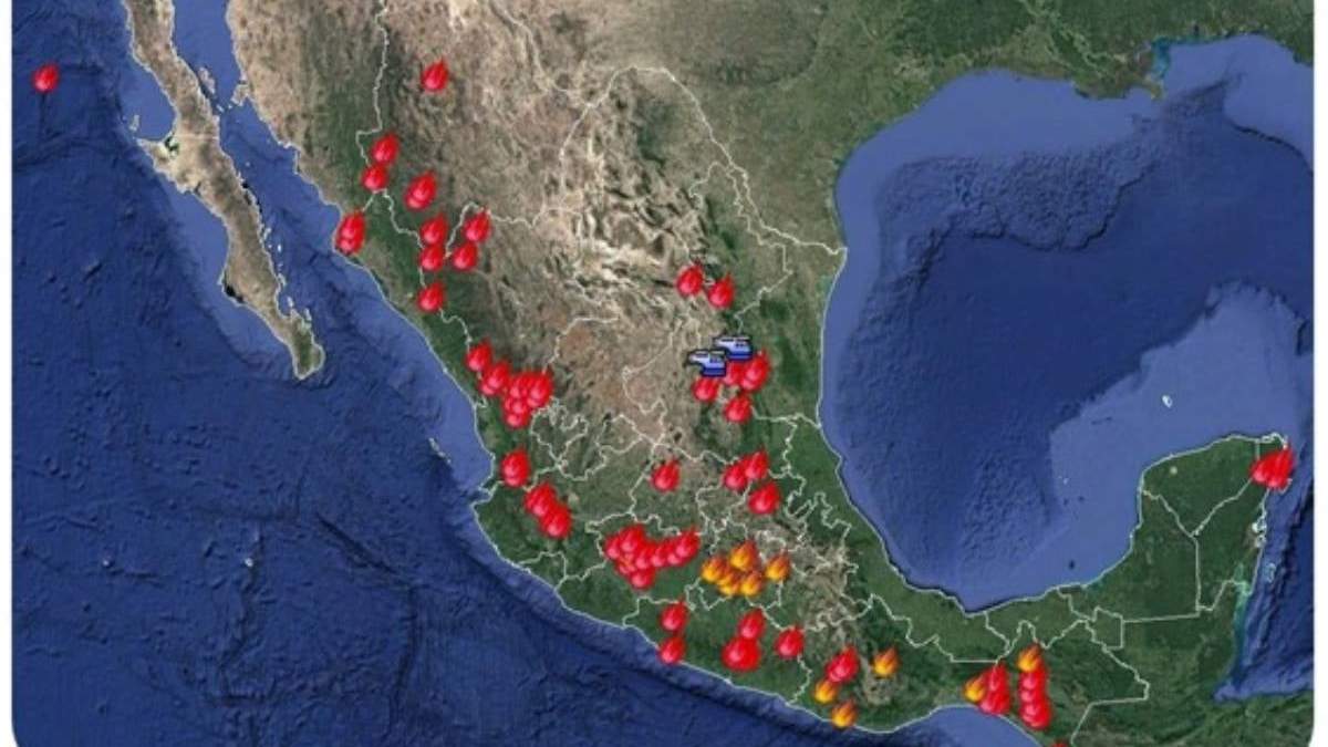 La Comisión Nacional Forestal reportó 93 incendios al corte de las 11:00 horas del lunes