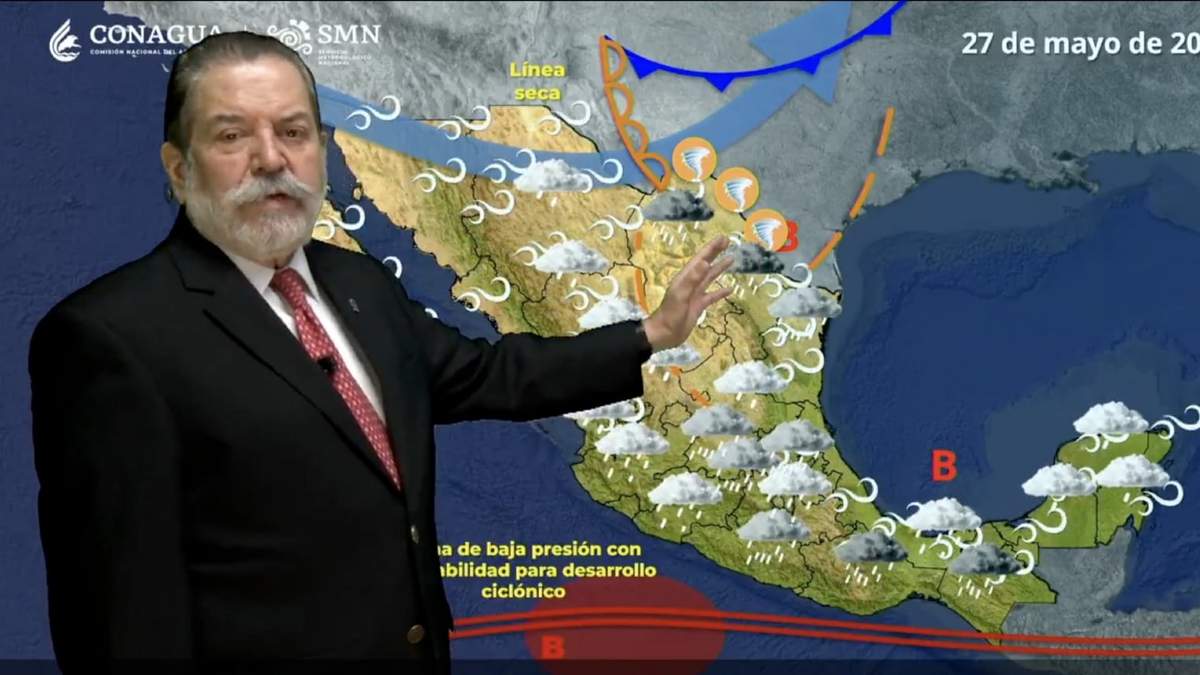 Mapa del pronóstico de lluvias para el 27 de mayo