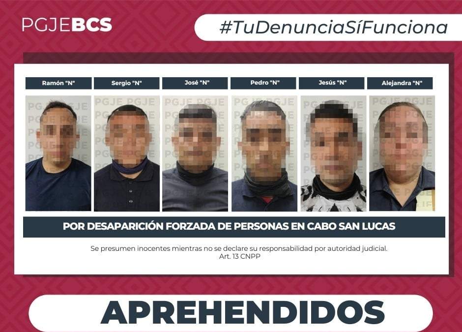 Policías aprehendidos en Baja California Sur por su presunta relación con la desaparición forzada de dos jóvenes