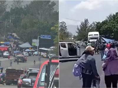 Bloqueos carreteros del SNTE sitian la capital de Oaxaca