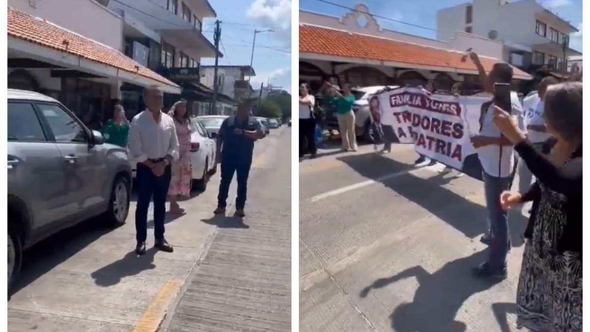 Miguel Ángel Yunes y los manifestantes