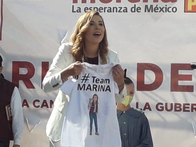 Al mero estilo priista, Marina del Pilar Ávila se regista como candidata de Morena para BC
